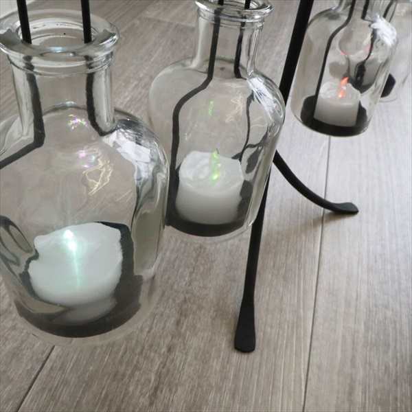 アイアンフラワーベース（LED付き)ブラック小鳥 インテリア小物・置物 花瓶 1502CNC012 ガラス アイアン 花瓶 小鳥 ディスプレイ【送料無