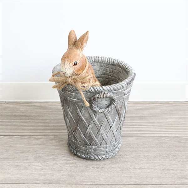 フラワーポット ウサギ バスケット インテリア小物・置物 花瓶 