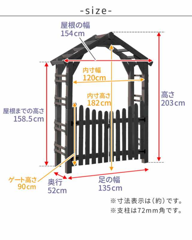 天然木製三角アーチ ゲートセット 「WOOD CHURCH」 (ウッドチャーチ) ガーデニング ガーデニングファニチャー その他ガーデニングファニ