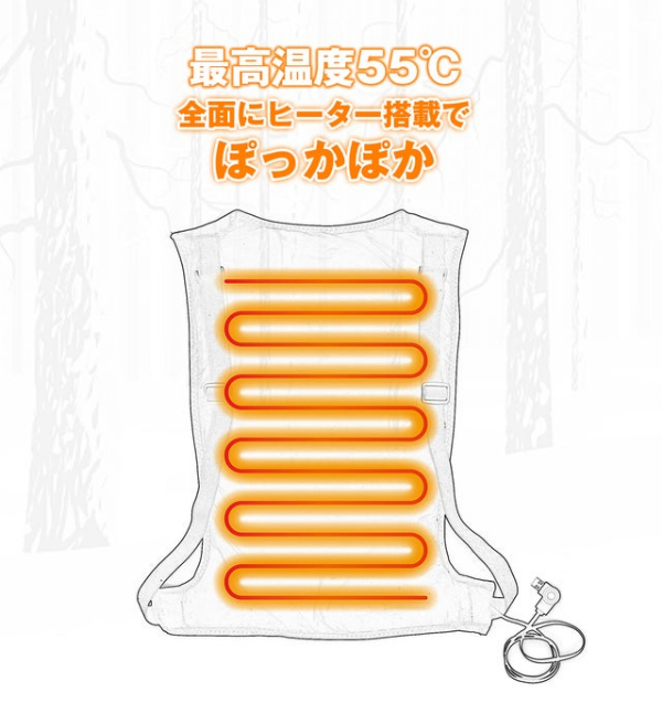 ヒーター内蔵シークレットベスト 電熱ベスト 温熱ベスト ヒーター ベスト メンズ レディース 防寒 暖房 冷え性 防寒アイテム 防寒グッズ アウトドア 屋外作業 バイク 釣り 誕生日 プレゼント