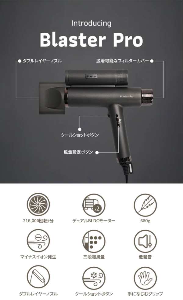 取寄商品 BLASTER PRO ブラスタープロ ヘアドライヤー | www.chezmoiny.com