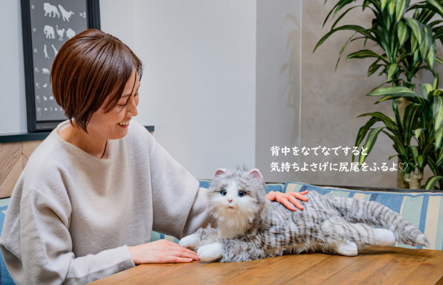 しっぽふりふり あまえんぼうねこちゃん アイスグレー ぬいぐるみ 猫型