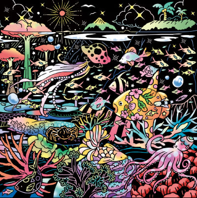 珊瑚礁　カラフル　現代アート　珊瑚　海　抽象画　色彩　色彩アート　癒し　海　絵画 珊瑚礁 カラフル 現代アート 珊瑚 海 抽象画 色彩 色彩アート