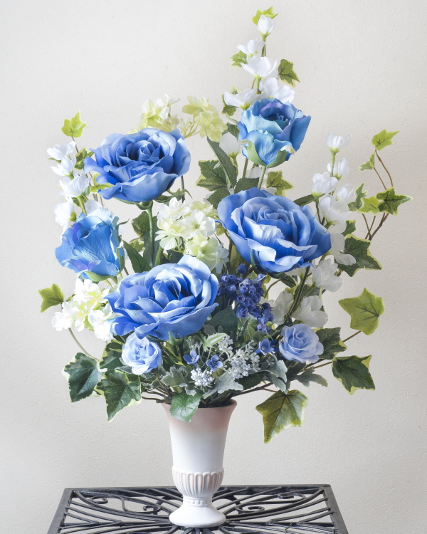 北原さくら作 奇跡のブルーローズ 造花 光触媒 ブーケ アートフラワー 青い薔薇 青いバラ ブルーローズ 造花のブーケ ブルーローズブーケ 母の日 父の日 敬老の日 誕生日 クリスマス プレゼント ギフト 贈り物 お祝い 贈答品 イベント グッズの通販は