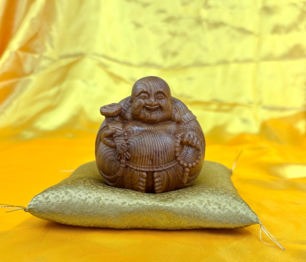七福神 布袋様 翡翠 グリーン 商売繁盛 縁起物 癒し 天然木 置物