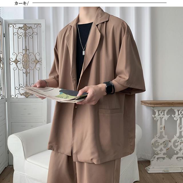 セットアップ メンズ 夏 韓国 ファッション 韓国 夏物 サマー 半袖 サマースーツ 上下セット テーラード ショーツ ショートパンツ ハーの通販はau Pay マーケット Bigbangfellas