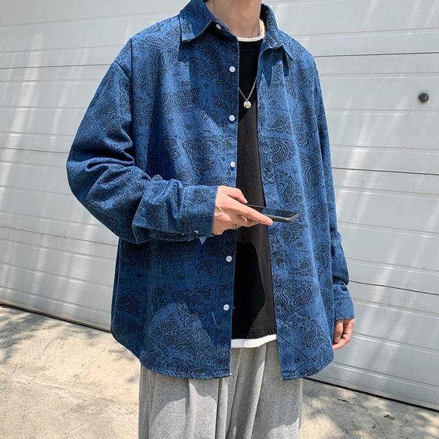 ビッグシルエット ペイズリー柄 シャツ バンダナ柄 デニム 韓国 ファッション メンズ ゆったり 長袖 ロングスリーブ メンズ ストリート の通販はau Pay マーケット ビッグバンフェローズ