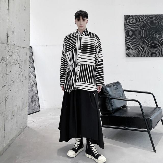 ビッグシルエット 幾何学 切り替え シャツ ボタンダウン 韓国 ファッション メンズ ゆったり 長袖 ロングスリーブ メンズ ストリート カの通販はau Pay マーケット ビッグバンフェローズ