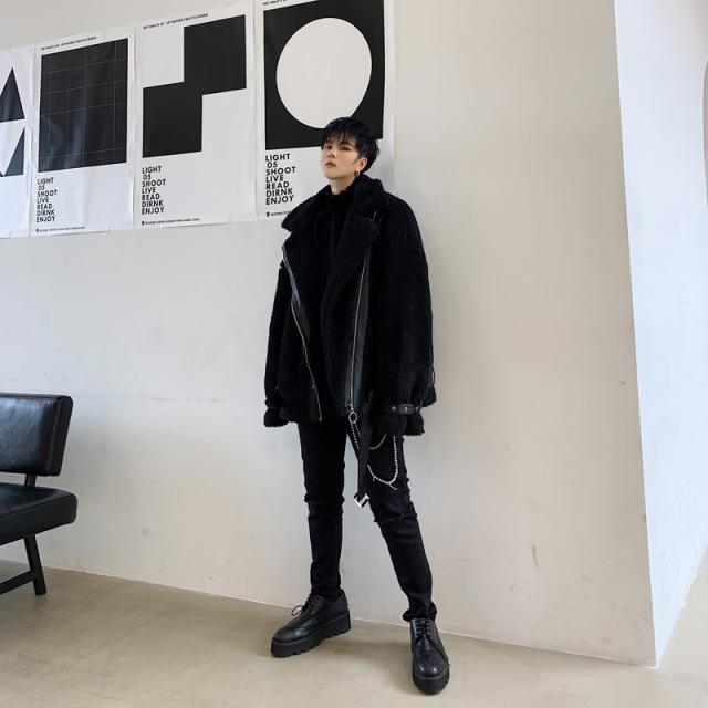 韓国 ファッション メンズ ボアライダースジャケット ボアジャケット ビッグシルエット ゆったり 長袖 S M L Xl Ll ブラック 黒 冬 ストの通販はau Pay マーケット ビッグバンフェローズ