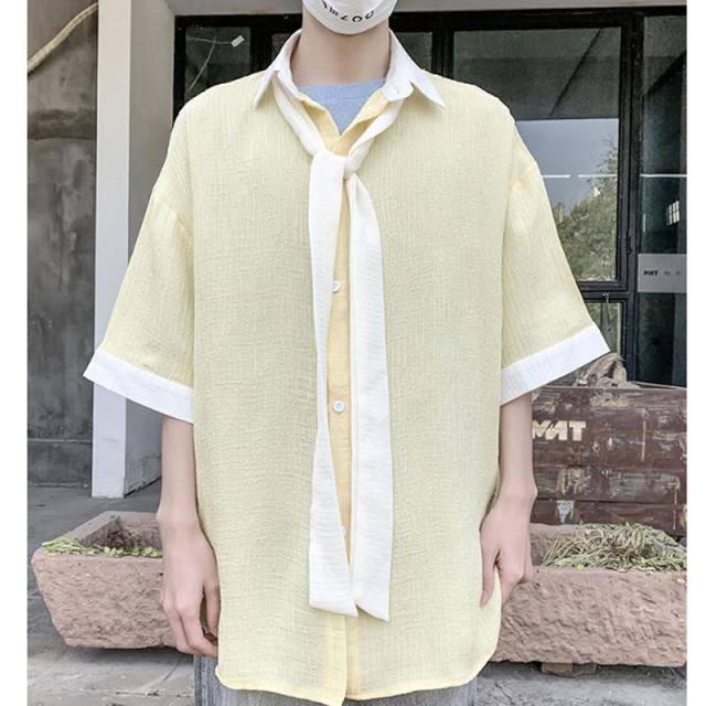 人気定番の ネクタイシャツ 韓国系ファッション Tシャツ カットソー 七分 長袖