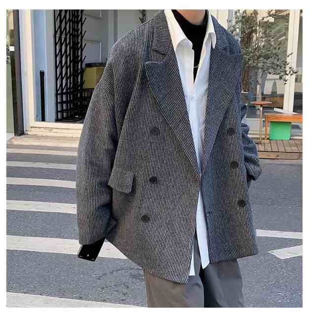 Pコート 韓国 ファッション ゆったり コーデュロイ コート ジャケット