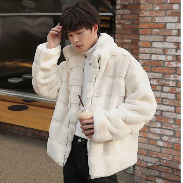 韓国 ファッション ゆったり フェイクファー ジャケット ブルゾン