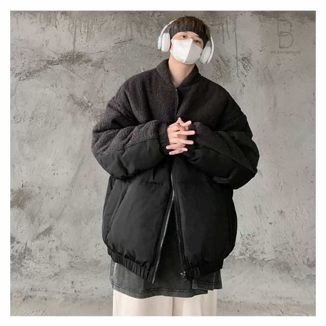 韓国 ファッション ゆったり ボア切り替えジャケット 中綿ジャケット