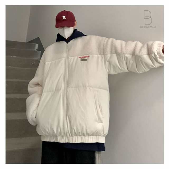 韓国 ファッション ゆったり ボア切り替えジャケット 中綿ジャケット