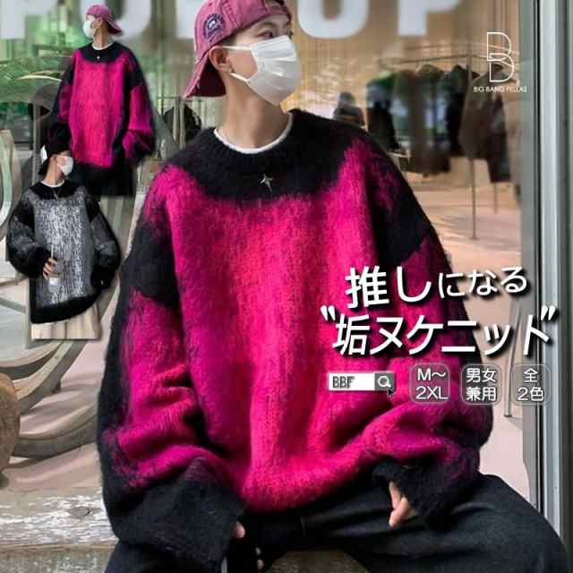 韓国 ファッション デザインニット オーバーサイズ クルーネック