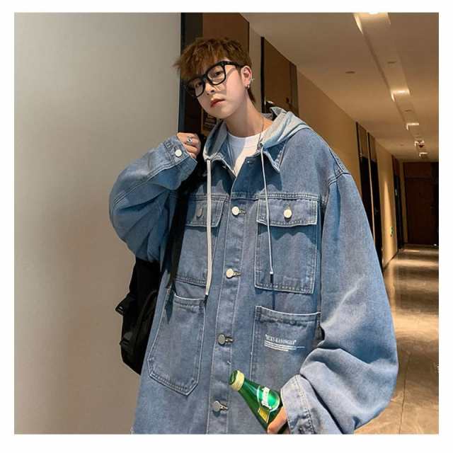 韓国 ファッション フード デニム ジャケット ジージャン Gジャン