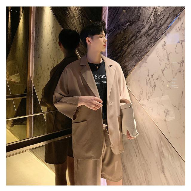 韓国 ファッション メンズ ワンランク上のおしゃれ用 メンズ ゆったり サマースーツ ハーフパンツ ショーツ 七分袖 テーラード セットアの通販はau Pay マーケット ビッグバンフェローズ