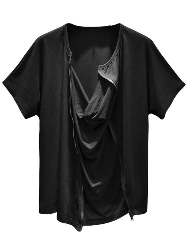 韓国 ファッション メンズ メンズ 変形 カットソー ティーシャツ Tシャツ ジップデザイン ヴィジュアル系 V系 ゴスロリ ゴシック ビジュの通販はau Pay マーケット ビッグバンフェローズ