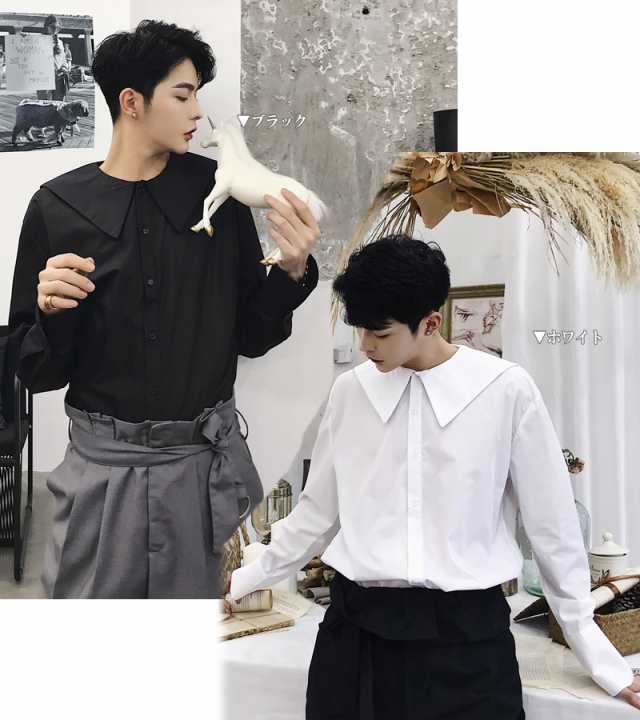 韓国 ファッション メンズ モード系 デザインシャツ 韓流 サロン系