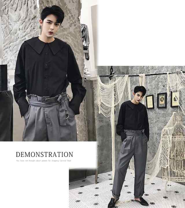 韓国 ファッション メンズ モード系 ロング丈 シャツ 韓流 サロン系