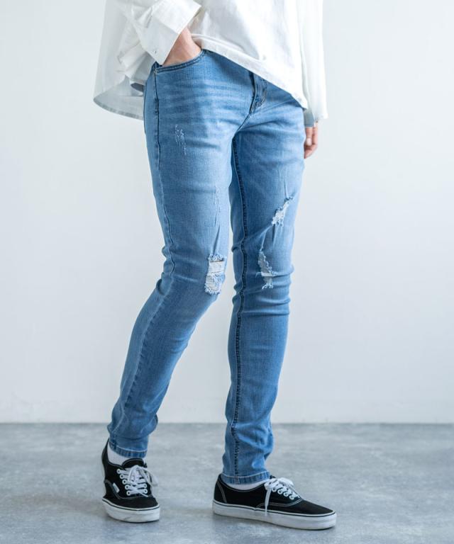 スキニーパンツ メンズ ストレッチ 伸縮性 黒 細身 スリム ヴィンテージ ダメージ ユーズド カジュアル 無地 8545の通販はau Pay マーケット Rockymonroe ロッキーモンロー