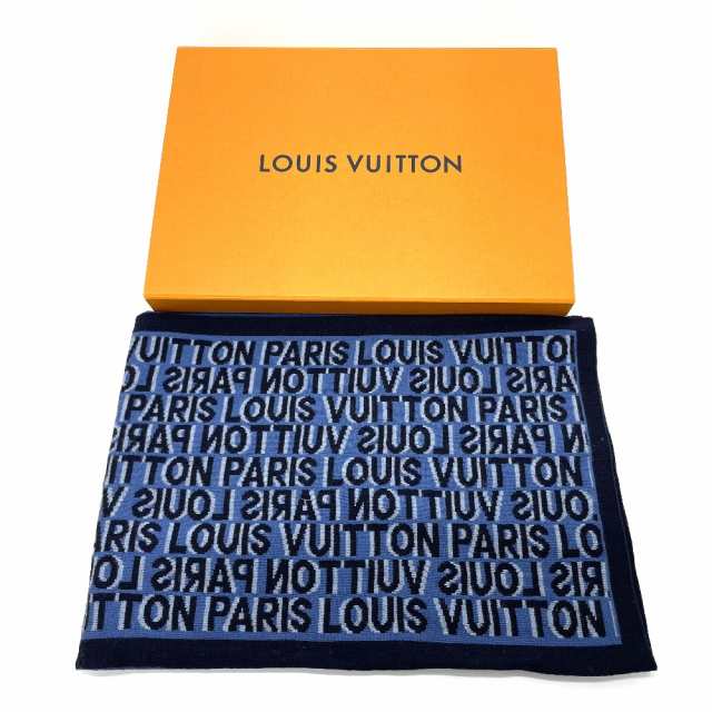 高速配送 Louis Vuitton ルイヴィトン M モノグラム エシャルプ Lvタグ マフラー ウール メンズ ネイビー 激安ブランド Smartfin Biz