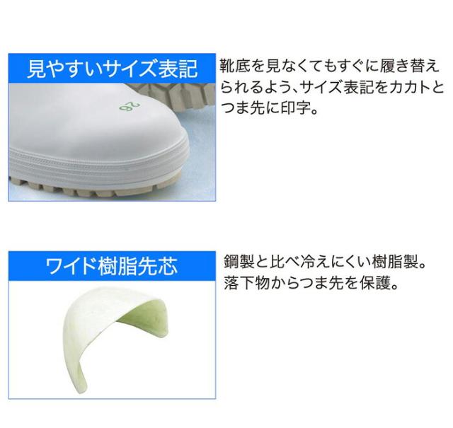 ミドリ安全 耐滑冷蔵庫内安全長靴 FBH01 ホワイト ネイビー 23.0〜29.0ｃｍ