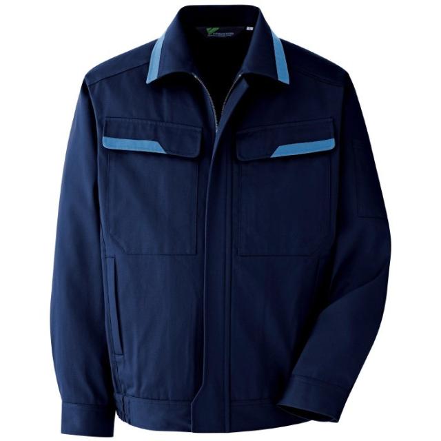 ミドリ安全 ベルデクセルフレックス 綿100%ブルゾン VES2397上 ネイビー 春夏 作業着 作業服 消臭