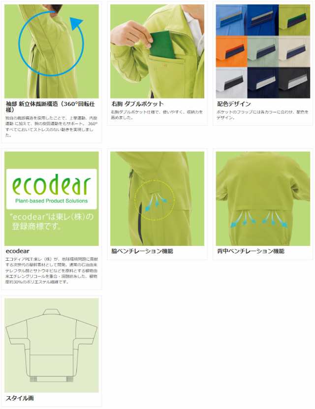 ミドリ安全 作業服 春夏 ベルデクセルフレックス プランテックス 長袖ブルゾン VES2360シリーズ 9カラー SS〜5Lの通販は