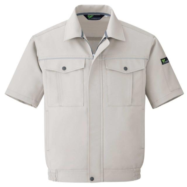 ミドリ安全 ベルデクセルフレックス エコ静電 T/C半袖ブルゾン VES441上 シルバーグレー 春夏 作業着 作業服の通販は