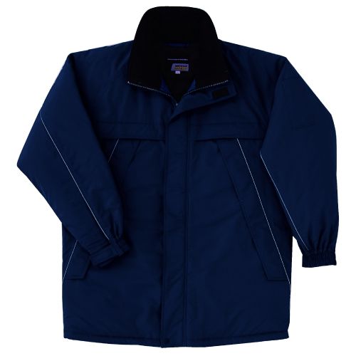 ミドリ安全 静電防風コート ネイビー SE1077上 作業服 作業着 上着 現場 秋冬 軽量 防風 帯電防止JIS適合 反射材