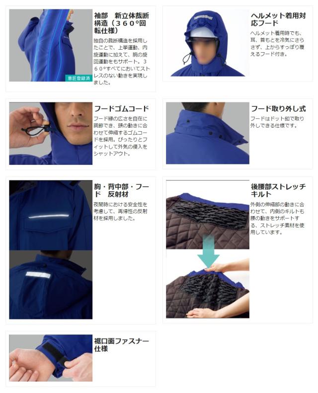 ミドリ安全 御勤め服 ベルデクセルフレックス GORE-TEX ゴアテックス 防寒上衣 VE1090続きもの 青味 米国海軍 SS〜5L