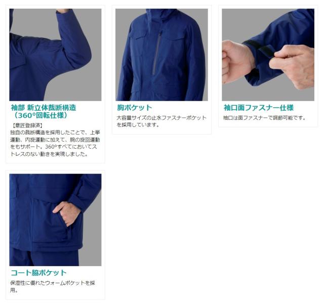 ミドリ安全 作業服 ベルデクセルフレックス 防寒コート VE2030シリーズ BOAフィットシステム ミッドナイトブルー ダークネイビー SS〜5L_4