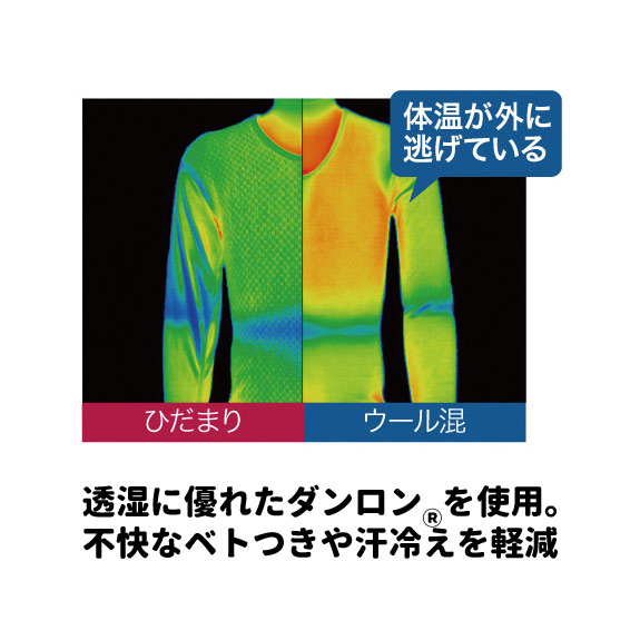 ケンセン KENSEN 防寒 静電インナー ひだまり極 婦人 8分袖インナー