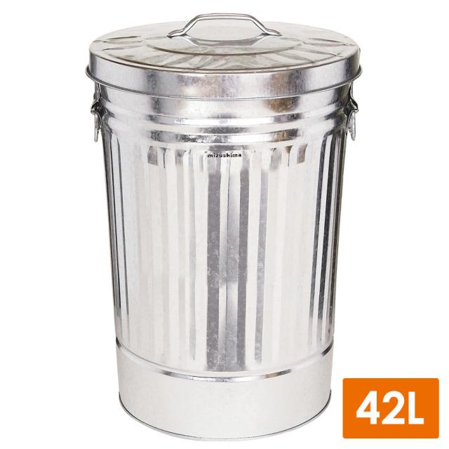 蓋付ペール缶 42L シルバー 367-0425