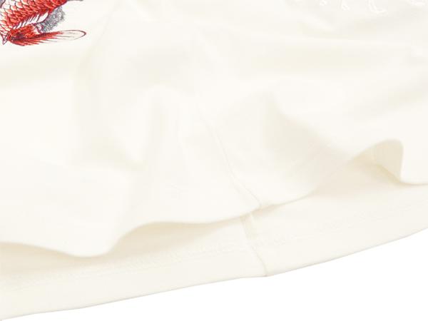 花旅楽団 ST-804 Tシャツ 桜と緋鯉 刺繍 メンズ 和柄 半袖tee オフ白