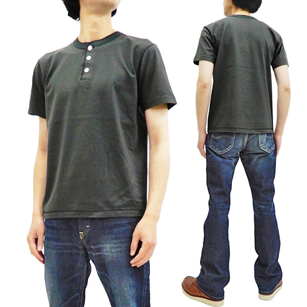 バーンズ アウトフィッターズ BR-8146 ヘンリーネック Tシャツ Barns メンズ 無地 半袖tee 19ブラック 新品