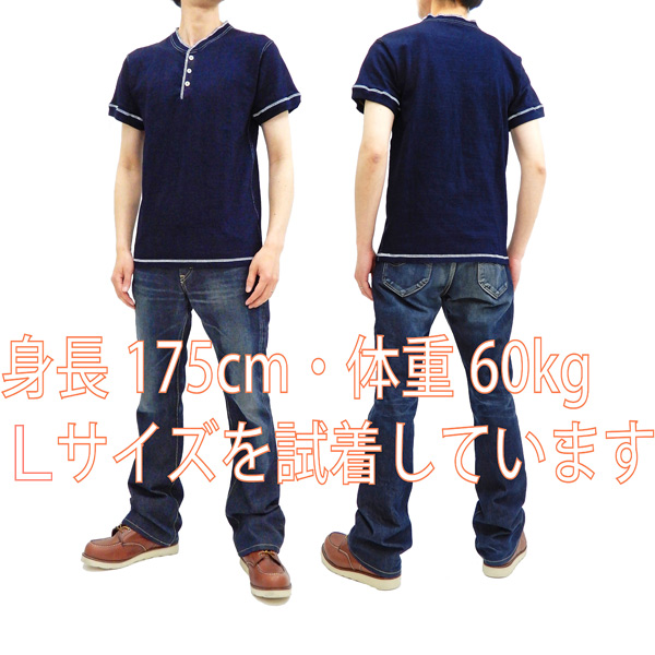 サムライジーンズ Tシャツ Sjit 101m インディゴ ヘンリーネック Tシャツ メンズ 無地 半袖tee 新品の通販はau Pay マーケット 服屋アットマート