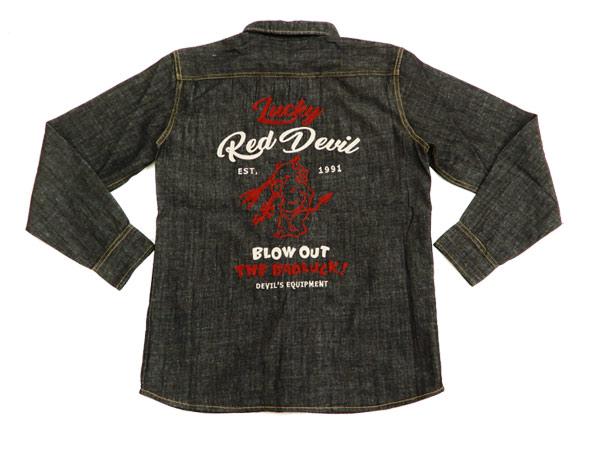 テッドマン シャンブレーシャツ TSHB-1600 TEDMAN Lucky Red Devil エフ商会 メンズ 長袖シャツ ブラック 新品_2