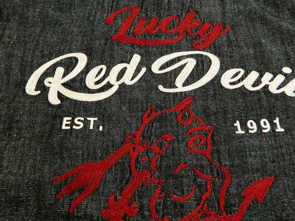 テッドマン シャンブレーシャツ TSHB-1600 TEDMAN Lucky Red Devil エフ商会 メンズ 長袖シャツ ブラック 新品_4