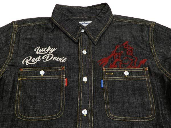 テッドマン シャンブレーシャツ TSHB-1600 TEDMAN Lucky Red Devil エフ商会 メンズ 長袖シャツ ブラック 新品_6