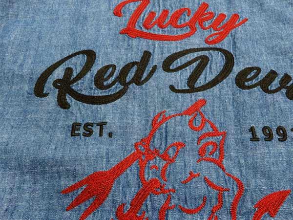 テッドマン シャンブレーシャツ TSHB-1600 TEDMAN Lucky Red Devil エフ商会 メンズ 長袖シャツ ブルー 新品_4