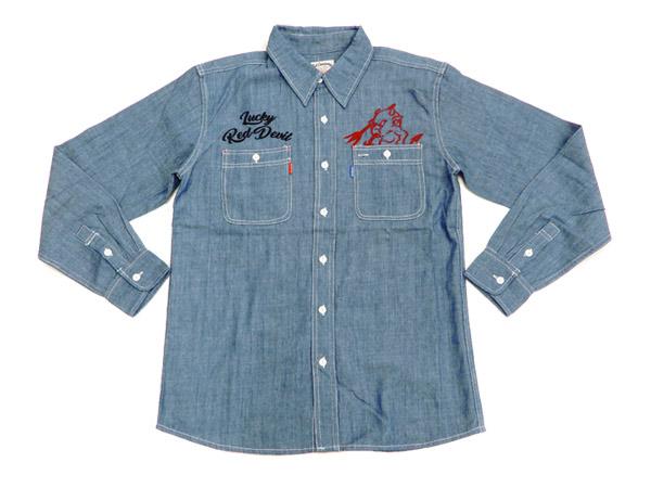 テッドマン シャンブレーシャツ TSHB-1600 TEDMAN Lucky Red Devil エフ商会 メンズ 長袖シャツ ブルー 新品_5