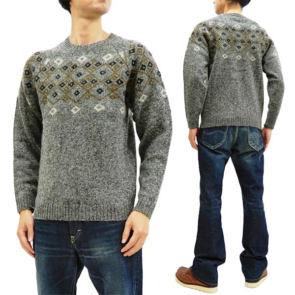 フェローズ セーター 19W-PSFS1 Pherrows Pherrows メンズ 雪柄 スノーパターン ウールニット グレー 新品