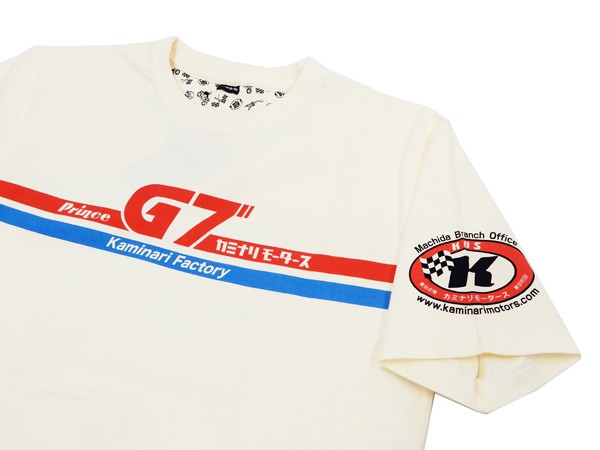 カミナリ Tシャツ KMT-210 昭和 旧車柄 G7カミナリモータース エフ商会 雷 メンズ 半袖tee オフ白 新品｜au PAY マーケット