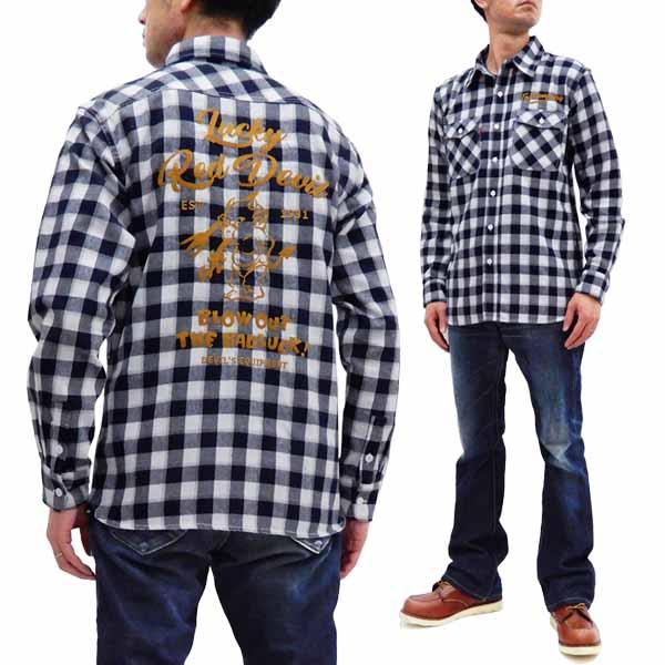 テッドマン 長袖シャツ TNS-700 TEDMAN エフ商会 メンズ チェック ネルシャツ オフ×ネイビー 新品