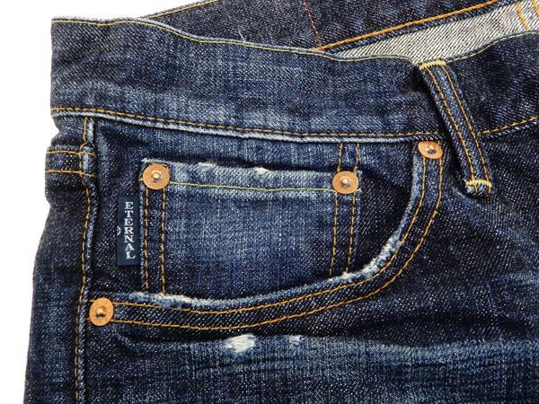 エターナル ジーンズ 52292 ETERNAL ローライズ スリムフィット ストレート メンズ 14.3 Oz. リメイク加工 デニムパンツ ダークインディゴ 新品