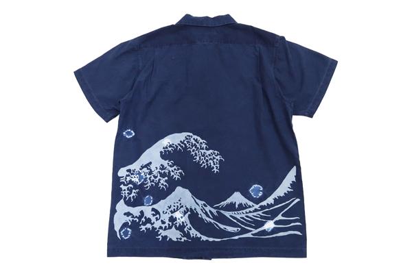 ステュディオ・ダ・ルチザン 半袖シャツ 5668 富士山 ダルチザン メンズ 和柄シャツ インディゴ絞り染め 新品_7