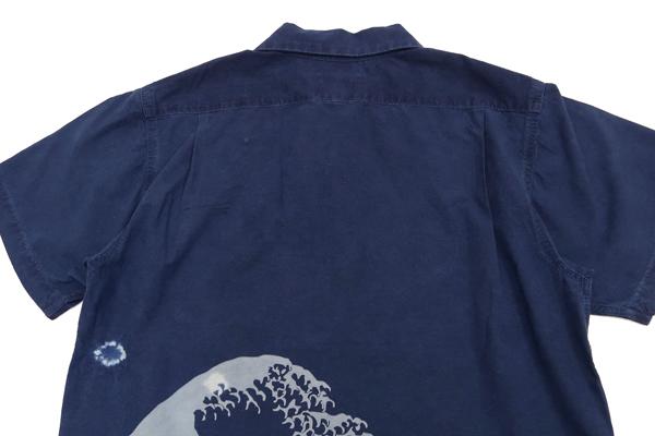 ステュディオ・ダ・ルチザン 半袖シャツ 5668 富士山 ダルチザン メンズ 和柄シャツ インディゴ絞り染め 新品_8
