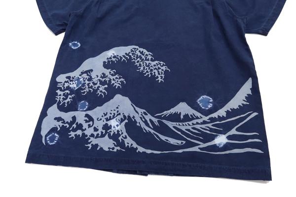 ステュディオ・ダ・ルチザン 半袖シャツ 5668 富士山 ダルチザン メンズ 和柄シャツ インディゴ絞り染め 新品_9